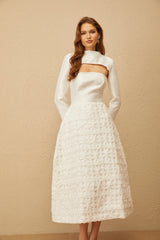 Dulcie White Floral Jacquard Shawl  Dress Set