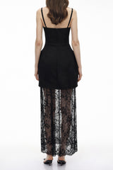 Dulcineia Black SemiSheer Lace Mini Dress