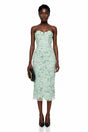 Duygu Green Off Shoulder Midi Dress with 3D Florals