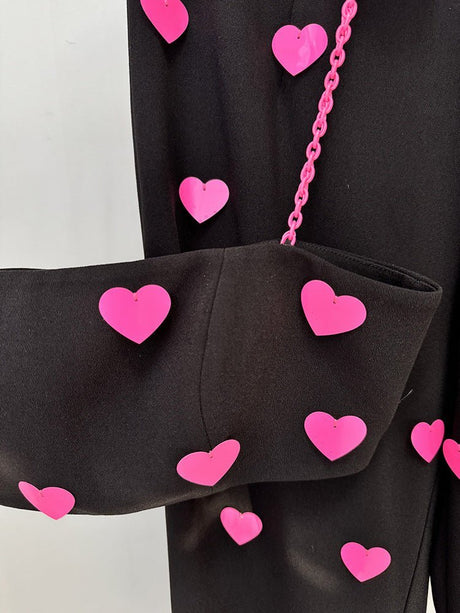 Dylan Top & Pants Set – Cropped Heart Pattern Top – Flared Relaxed Fit Pants – Braided Straps – Bold Contrast Design