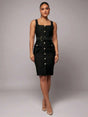 Early Spring Sleeveless Solid Black Elegant SlimFit Midi Business Dress Sexy Office Uniform Teacher