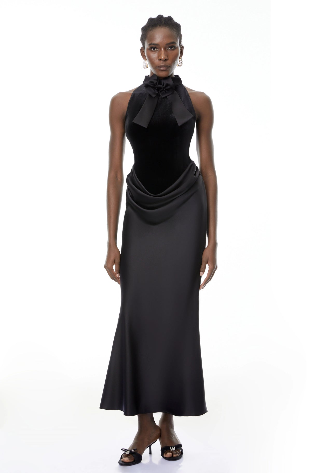 Ecaterina Black Bow Detail Corset Top  Skirt Set