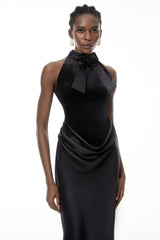 Ecaterina Black Bow Detail Corset Top  Skirt Set