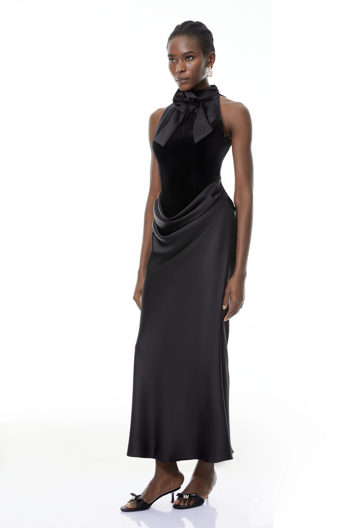 Ecaterina Black Bow Detail Corset Top  Skirt Set