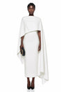 Ecem White Backless Maxi Dress with Cape