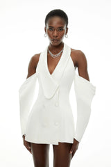 Echidna White Halterneck DoubleBreasted Mini Dress