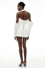 Echidna White Halterneck DoubleBreasted Mini Dress