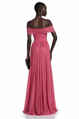 Ecrin Pink Off Shoulder Cross Front Maxi Dress