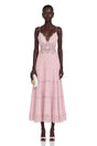 Ecrin Pink Tiered Midi Dress with Lace Panels