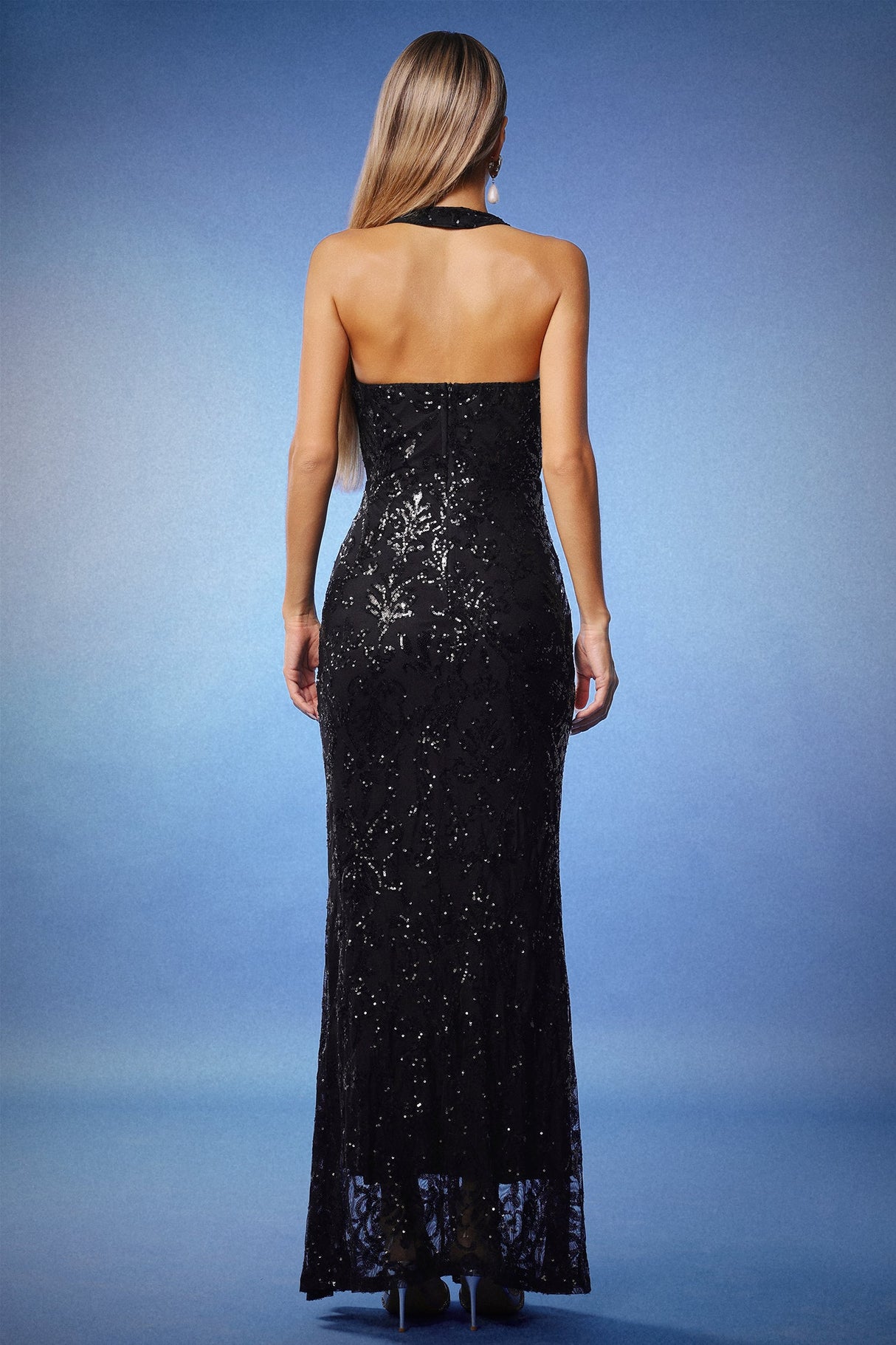Eden Black Fishtail Sequin Dress