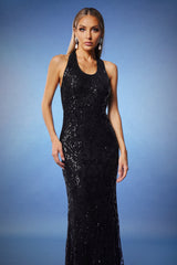 Eden Black Sequin Fishtail Formal Dress