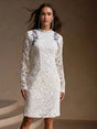Eden Midi Dress - Stand Collar - Wedding - Regular Sleeve - Elegant - Colorblock Floral - Backless Split Zipper