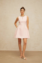 Eden Mini Dress Pink Sequin Puff & Cut - Out Detailing