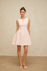 Eden Mini Dress Pink Sequin Puff & Cut - Out Detailing