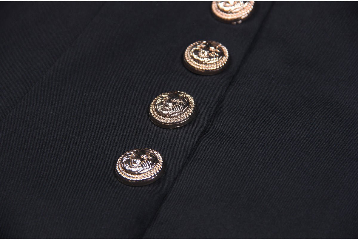 Eden Trousers – High - Waisted Wide - Leg Fit – Decorative Front Buttons – Tailored Relaxed Silhouette – Ideal for Formal Looks