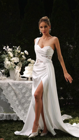 Eden White One-Shoulder Lace Maxi Dress