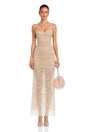 Edith Neutral Floral Lace Midi Dress