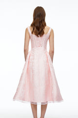 Edwina Pink Square Neck Floral Midi Dress