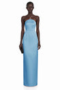 Efsun Blue Off Shoulder Satin Maxi Dress