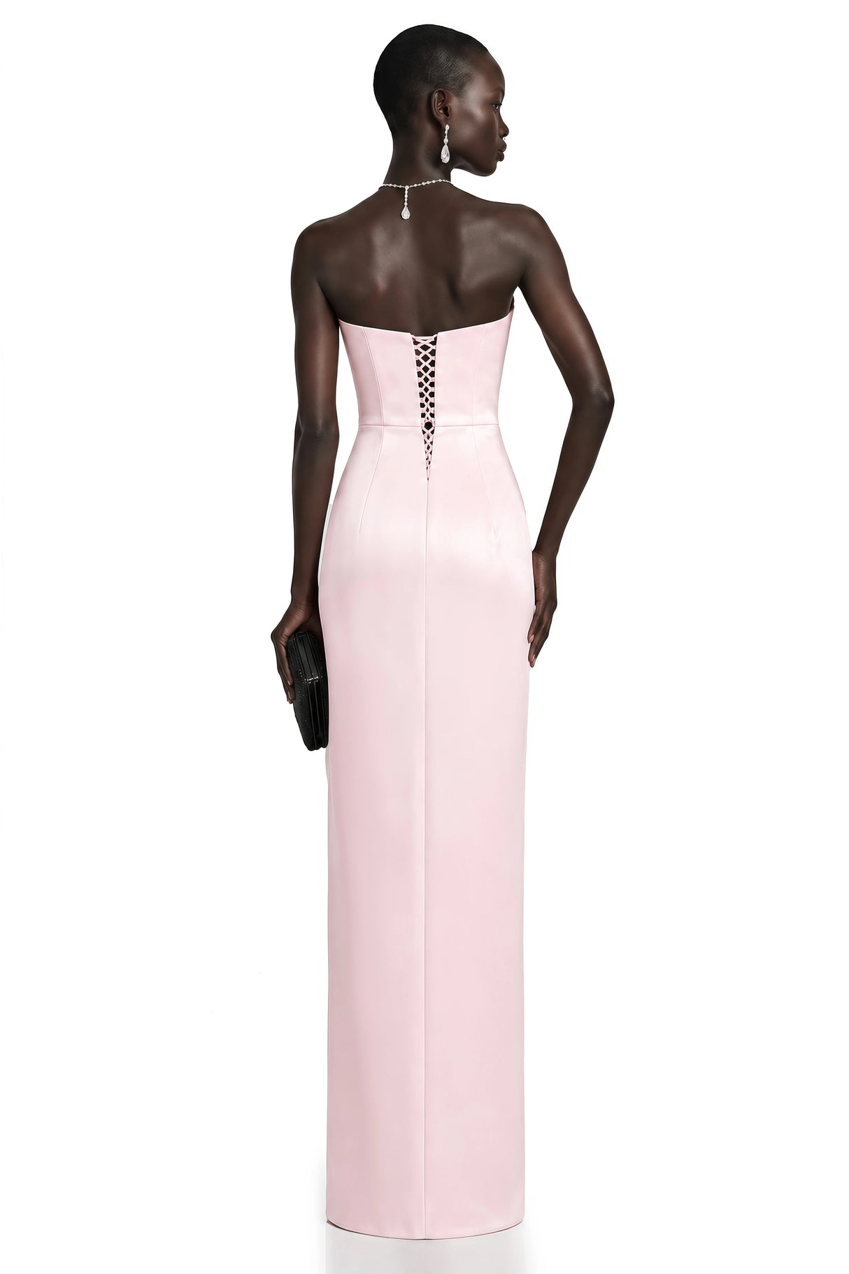 Efsun Pink Off Shoulder Satin Maxi Dress
