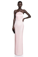Efsun Pink Off Shoulder Satin Maxi Dress