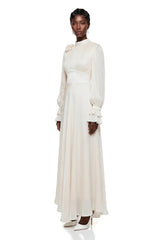 Egeria Cream Ruched Satin Maxi Dress