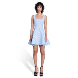Egle Dress - Flared A - Line Silhouette - Wavy Pattern - Square Neckline - Lightweight Breathable Fabric - Retro - Inspired Trendy Design