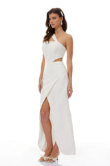Eirik White One Shoulder Cut Out Maxi Dress