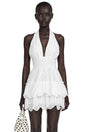 Eirlys White Eyelet Lace Halterneck Mini Dress