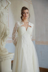 Eirlys White Floral Lace Tulle Midi Dress
