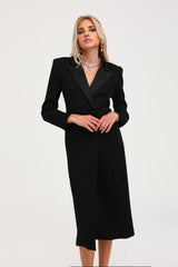 Eithne black doublebreasted long coat