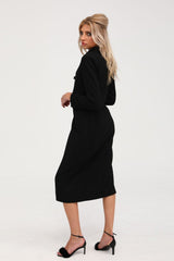Eithne black doublebreasted long coat