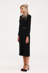 Eithne black doublebreasted long coat