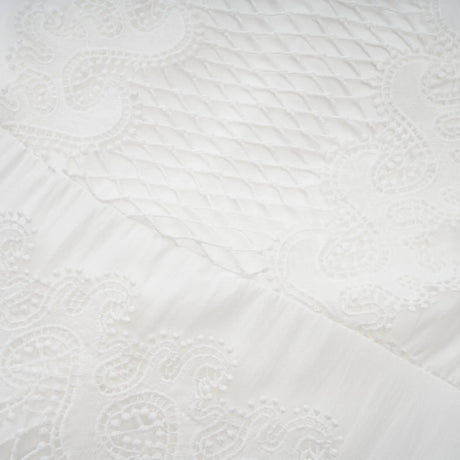 Elaina Midi Dress White Lace - Trim Panelled & Belted