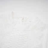 Elaina Midi Dress White Lace - Trim Panelled & Belted