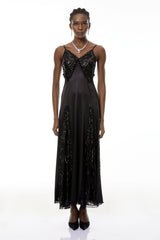 Elara Black CutOut Sequin Maxi Dress
