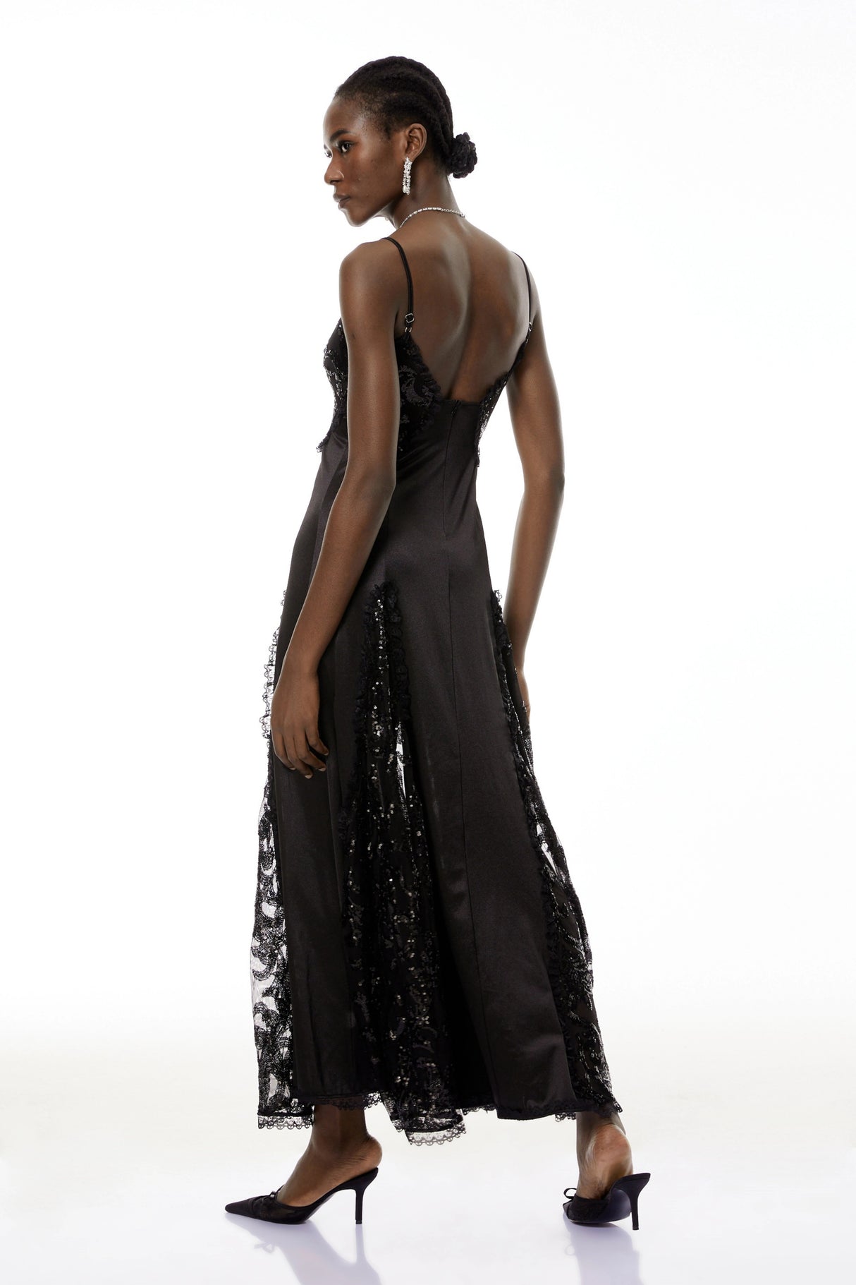 Elara Black CutOut Sequin Maxi Dress