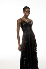 Elara Black CutOut Sequin Maxi Dress