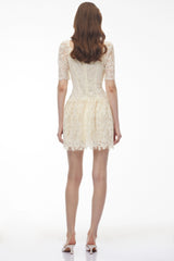 Elara White Lace Mini Dress with Embellishment