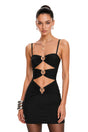 Elaria Black Cutout Embellished Mini Dress