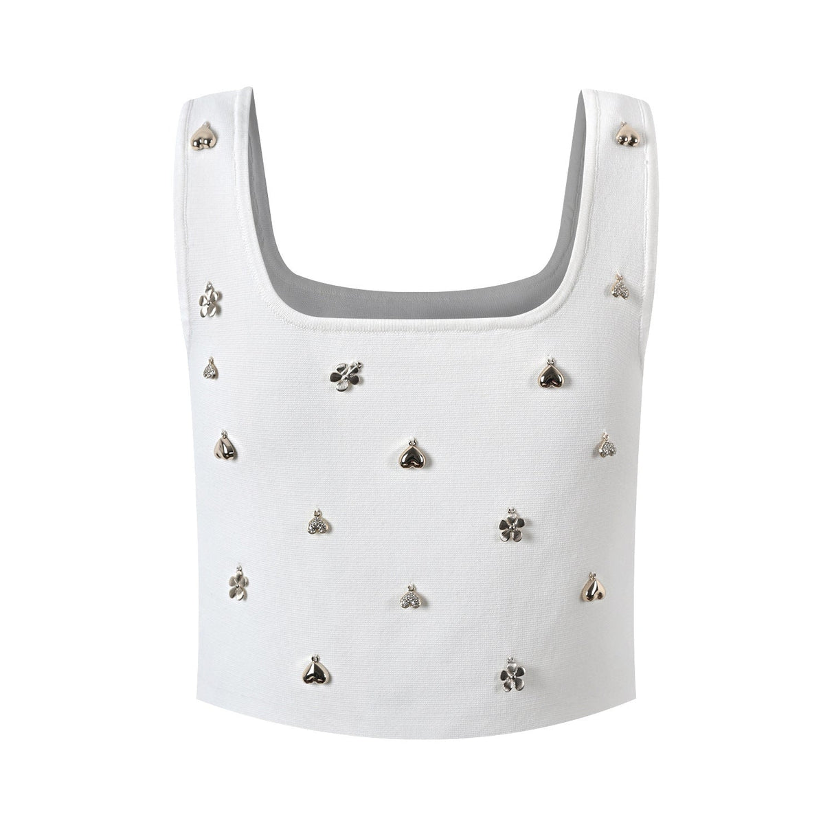 Elda Top & Skirt Set - Cropped Top With Floral Motifs - Relaxed Fit - Soft Knitted Fabric - Ruffle Hem Detail