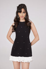 Eléa Black Embellished Mini Dress