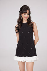 Eléa Black Embellished Mini Dress