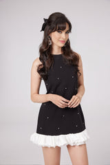 Eléa Black Embellished Mini Dress
