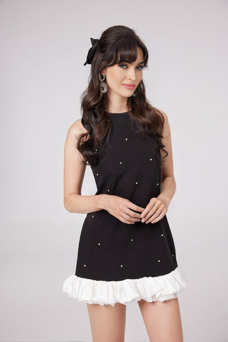 Eléa Black Embellished Mini Dress