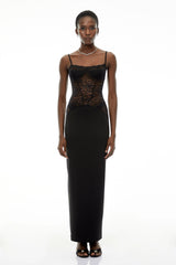 Eleanor Black Sweetheart Lace Panel Maxi Dress