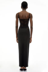 Eleanor Black Sweetheart Lace Panel Maxi Dress