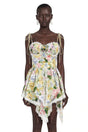 Eleanor Green Floral Print Mini Dress with Spaghetti Straps