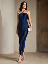 Elegant Cinnabar Red Bodycon Halter Fringe Long Formal Dress Luxurious Evening Gown Fashion Party