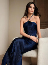 Elegant Cinnabar Red Bodycon Halter Fringe Long Formal Dress Luxurious Evening Gown Fashion Party